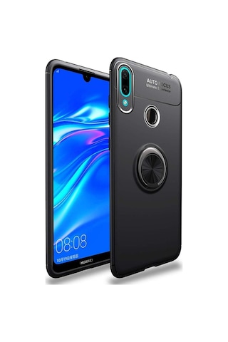 Huawei Y7 Prime 2019 Kılıf Yüzüklü Tam Korumalı Silikon Kapak