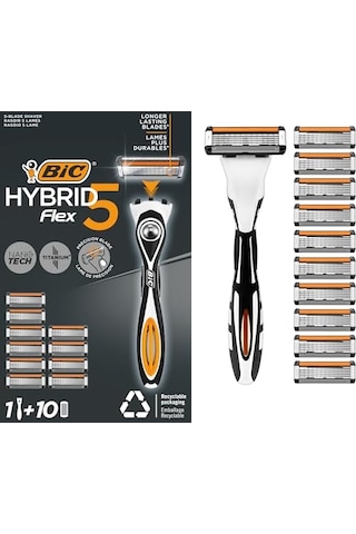 Bıc Flex 5 Hybrid Tıraş Bıçağı Seti 1 Gövde + 10 Yedek Başlık 5 Bıçaklı Erkek Tıraş Bıçağı 46167793