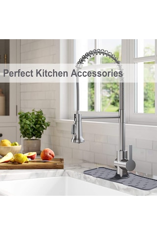 Monyee Gri Silikon Musluk Damlacık Tutucu: Lavabo Tezgahını Kuru Ve Temiz Tutar, Su Akışı İçin Tasarlanmıştır Gri