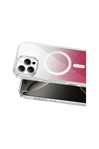 Onegif Apple iPhone Uyumlu 16 Pro Max Sora Simli Magsafe Kapak - Kırmızı Çok Renkli