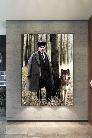 Mustafa Kemal Atatürk Kanvas Tablo Okullara İşyerlerine Uygun  (8 Farklı Ölçü) 70 x 50