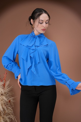 Fırfırlı Zarafet Bluz Mavi