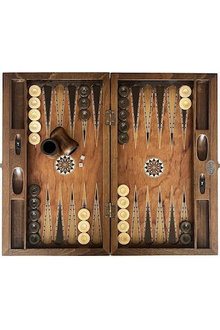 Helena Wood Art King El Yapımı Ahşap Tavla Seti Geniş