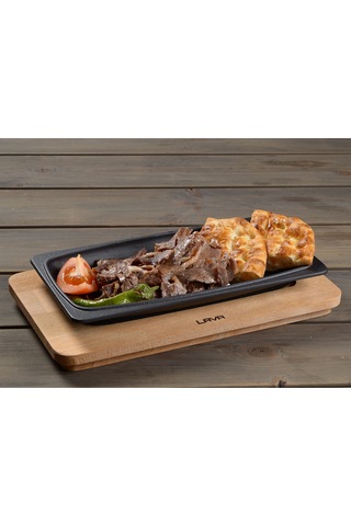 Lava Döküm Servis Tabağı. Siyah Renk. Ölçü 30x15cm.