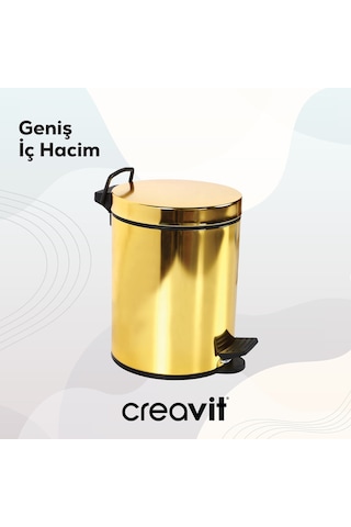Creavit Çöp Kovası 12 Lt Pedallı Altın