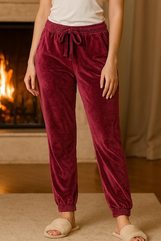 Kadın Paçası Lastikli Cep Detaylı Kadife Kumaş Tek Alt 503 Mürdüm MÜRDÜM