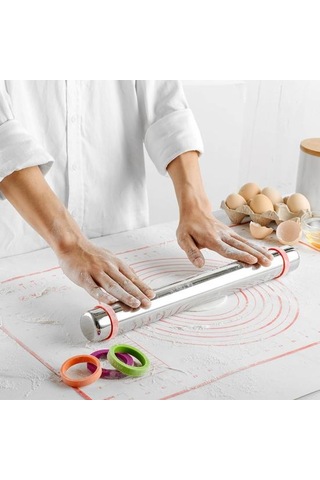 Gri Ayarlanabilir Kalınlıklı Paslanmaz Çelik Oklava Rahat Kavrama Entegre Makaralı Silindir Ev Tedarik