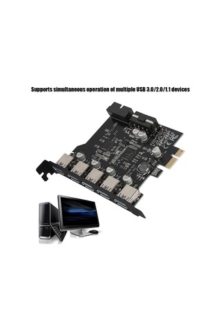 Konesam Pcı-e X1/x16 Bağlantı Kartı, 5 Usb 3.0 Port + 19pin, 5gbps Hız, Uasp Desteği, Çoklu Cihaz Eşzamanlı Kullanım