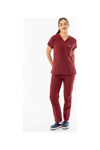 Terikoton Yarasa Kol Doktor Hemşire Forması Alt Üst Takım Bordo Tyrs0003 Bordo