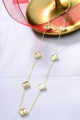 Innuendo Jewelry 925 Ayar Gümüş Altın Kaplama Yedi Yoncalı Kolye Altın