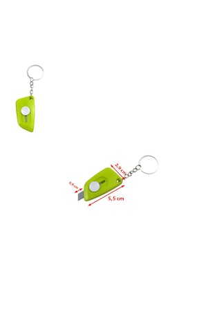 Açık Yeşil Minik Maket Bıçağı Anahtarlık 1 Adet Ebat: 5,5 Cm X 2,9 Cm, Bıçak Boyut: 0,9 Cm X 0,9 Cm