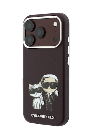 Apple Uyumlu iPhone 18 Pro Kılıf Karl Lagerfeld Lisanslı M-safe Şarj Özellikli K&c Bodies Sketch Pu Kapak Bordo