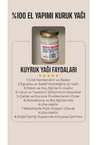Kuyruk Yağı Kremi %100 El Yapımı  Ve Kas nı Hafifletmesine Yardımcı Brüt 200 Gr