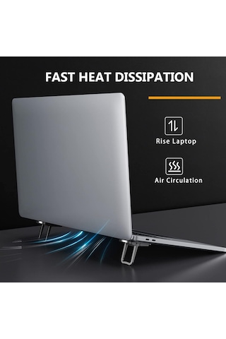 Lemestar Zink Alloy Katlanabilir Bilgisayar/tablet Tutucu, 2 Açı Ayarlanabilir, Soğutma Destekli, Gizli Özellikli, 2 Adet Gümüş
