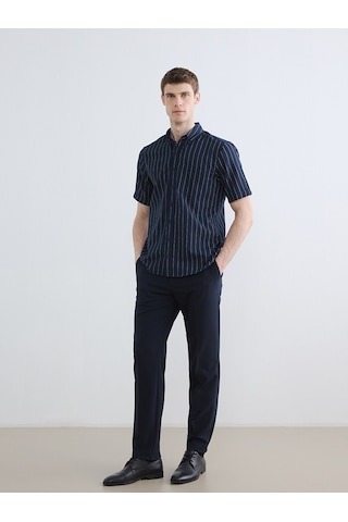 Lcwaıkıkı Classic Lacivert Regular Fit Çizgili Erkek Gömlek