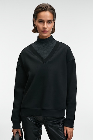 Grımelange ARINEL Kadın V Yaka Regular Fit Siyah Sweatshirt