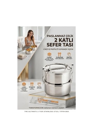 Sefer Tası Yemek Kabı Paslanmaz Çelik 2 Katlı 14 Cm 1.3 Litre 721365