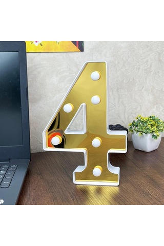 Dekoratif Led Işıklı 3D 4 Rakamı Büyük Boy Organizasyon Doğum Günü Kutlam