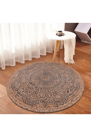 Jüt Yuvarlak Hasır Halı Yolluk Salon Oda Mutfak Halısı Ks-1001