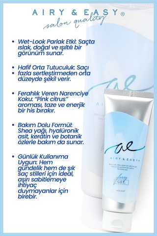 Cosmetex Roland Airy & Easy Glossy Hair Gel Parlak Ve Güçlü Saç Şekillendirici 100 ML