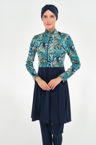 Yarım Fermuarlı Likralı Tam Kapalı Tesettür Mayo 3124 Koyu Lacivert Koyulaci01 Koyu Lacivert