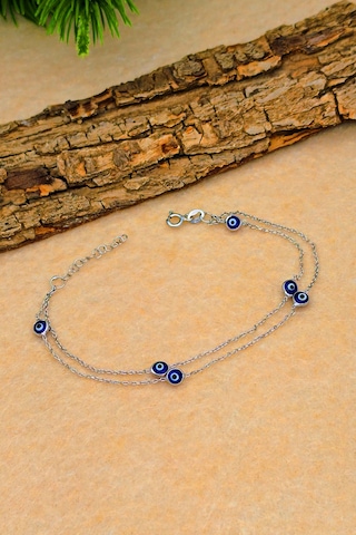 Silvera Telkari Kadın Nazar Boncuklu Gümüş Bileklik Cam Göz Nazar Zincirli Bileklik 925 Ayar St378 Gümüş