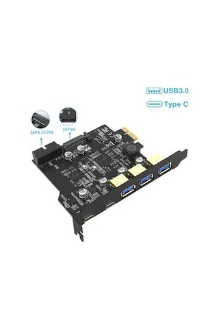 4721 Pci-e Express Usb 3.0 Type C 3.2 Çoklayıcı Riser Kart