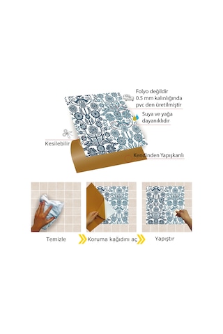 Tink KENDİNDEN YAPIŞKANLI MAVİ KUŞ DESENLİ PVC KARO 30X30 CM