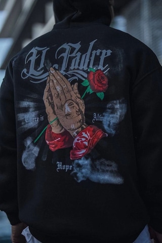 Veraura Lifestyle Üç İplik Penye Kapşonlu Baskılı Sweatshirt - Siyah