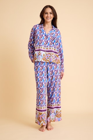 Amarelle Liberty Mor Desenli Gömlek Yaka Pijama Takımı-önden Düğmeli, Viskon