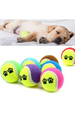 Jasmine Glow 3lü Renkli Desenli Tenis Topu Kedi Köpek Oyuncağı