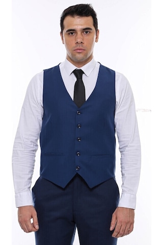 Wessi Lacivert Slimfit Düz Yelek 001