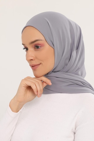 Altobeh Hazır Pratik Lüks Boyunluklu Boneli Şifon Şal Gri