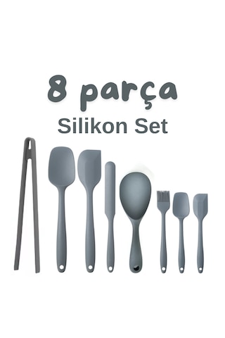 8 Parça Takım Yanmaz Yapışmaz Mutfak Pasta Silikon Yumurta Fırças