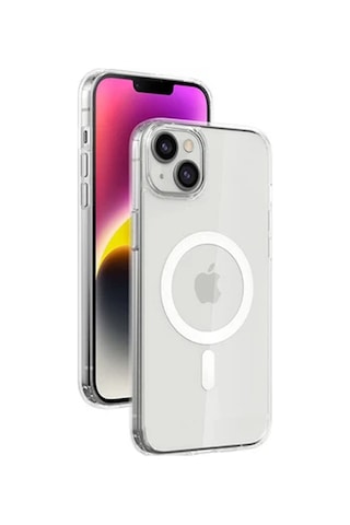 Apple Uyumlu   iPhone 14 MagSafe Şeffaf Arka Kapak Silikon Kılıf