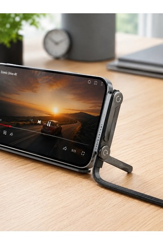 240w Typec Telefon Standlı Örgülü Şarj Ve Data Kablosu