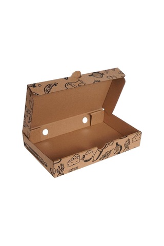 Mi x Baskılı Küçük Pide Kutusu 23 x 14 x 4 CM  500 Adet