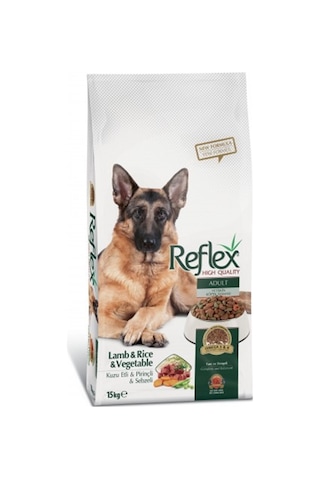 Reflex Kuzu Etli Pirinçli ve Sebzeli Yetişkin Köpek Maması 15 KG