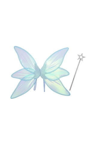 Tatil Partisi Cosplay Giydirme 6 Parça Renkli Kanatlar 2 Parça Set-mavi