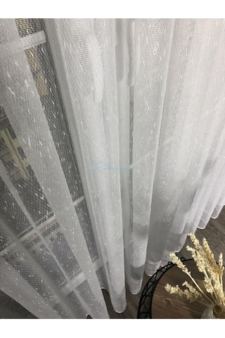 Tül Perde Brillant Kar Yağdı Etek Kurşun Sarım Düz Tül Sarı