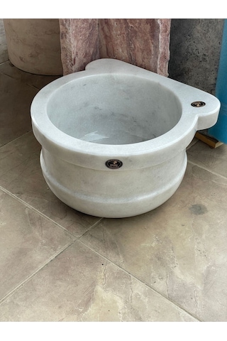 Beyaz Mermer Doğal Taş Hamam Kurnası Beyaz