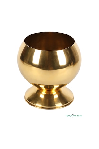 Yapay Çiçek Sitesi Metal Dekoratif Küre Saksı 15 Cm Altın