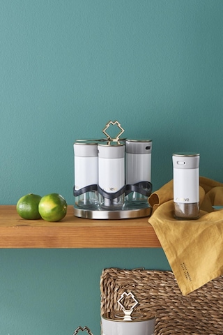 Neva N3311 Lilyum Niş-Gold 6 Lı Baharat Seti Beyaz - Gold