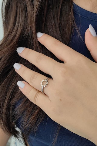Chavin Çelik Silver Güneş Model Bayan Yüzük Ev35by 001