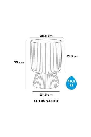 Omnipazar So-ltsa03 Lotus Ayaklı Plastik Vazo Çiçek Saksı 10,5 Litre No: 3 Bej