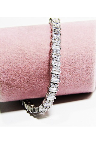 Lilahgümüştr Gümüş Su Yolu Baget Taşlı Kadın Bileklik