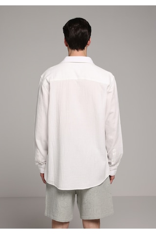 Colin's Colins Relaxed Fit Shirt Neck Düz Erkek Beyaz Uzun Kol Gömlek Cl1080589 Q1.v1 Wht