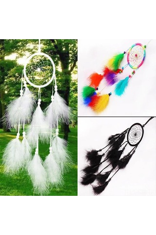 Singree Ev Dekorasyonu Için El Dokuma Renkli Yüzük Ağacı, Uyku Güvenliği Ve Güzellik Sağlar - 55 Cm Uçuluklu Rüya Yakalayıcı Diğer