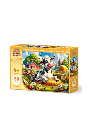 Art Çocuk Sevimli Inek Ve Arkadaşları 50 Parça Puzzle