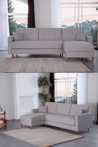 Kilim Mobilya Scandi Köşe Uzanmalı Yataklı Köşe Takımı Hem Sağ Hem Sol Köşe Olarak Kullanılabilir Beyaz